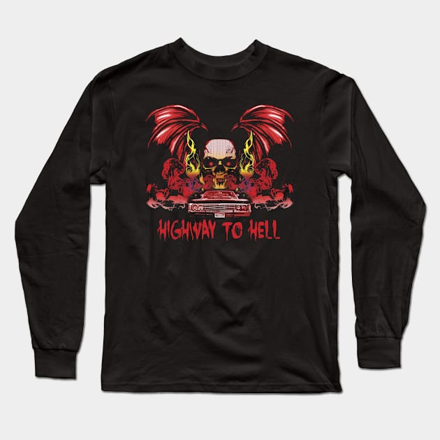 Highway To Hell - Colour Long Sleeve T-Shirt by HappyLlama